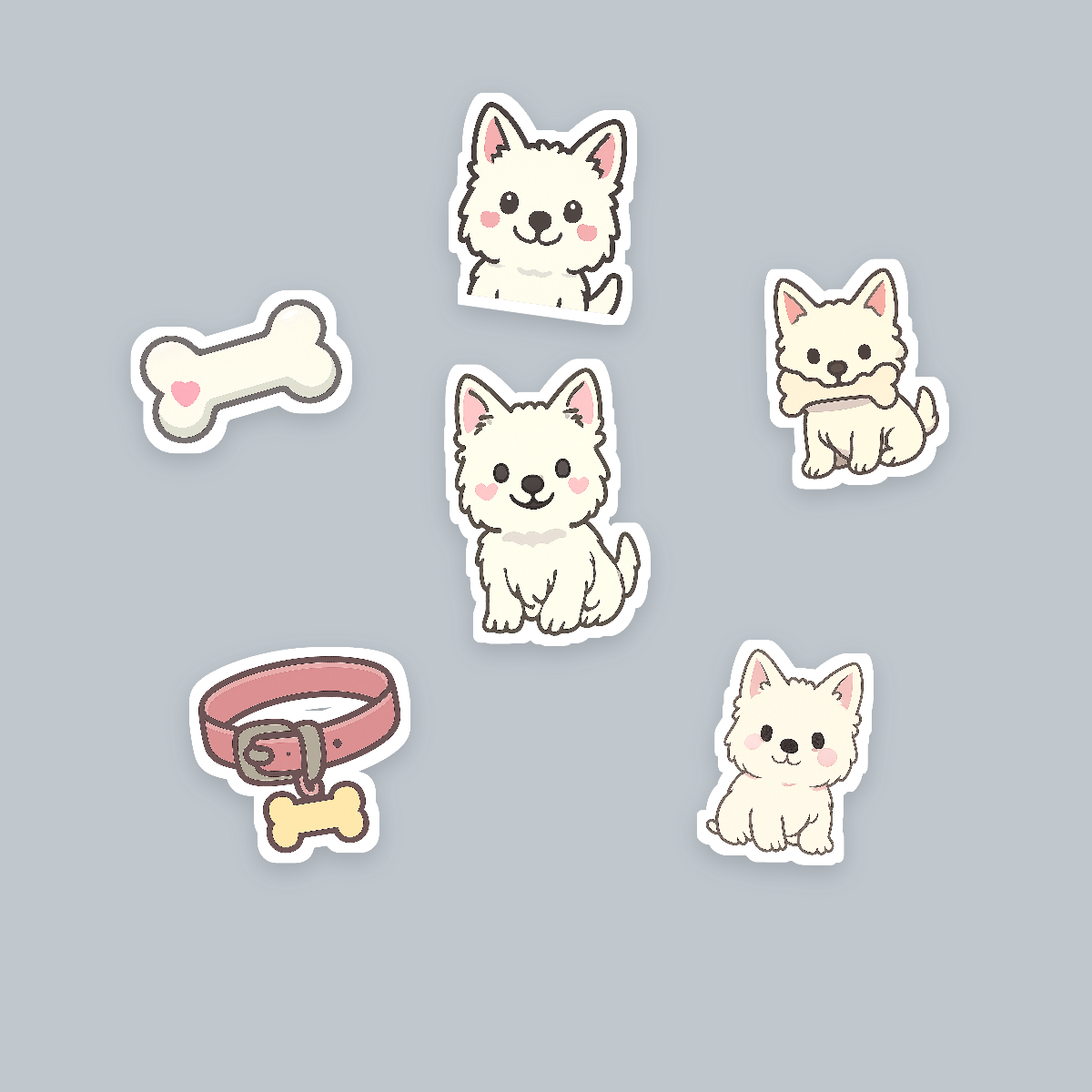 West Highland White Terrier Kawaii Sticker Pack — Dog Mom Die-Cut Stickers (PNG + SVG, Commercial Use) preview 2