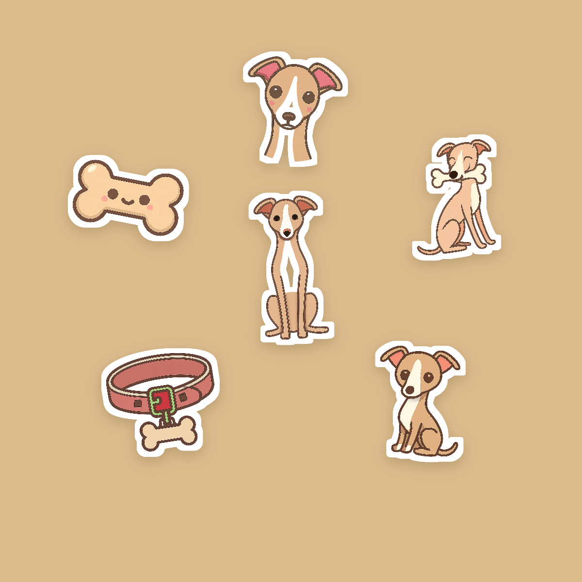 Whippet Kawaii Sticker Pack — Dog Mom Die-Cut Stickers (PNG + SVG, Commercial Use) preview 2