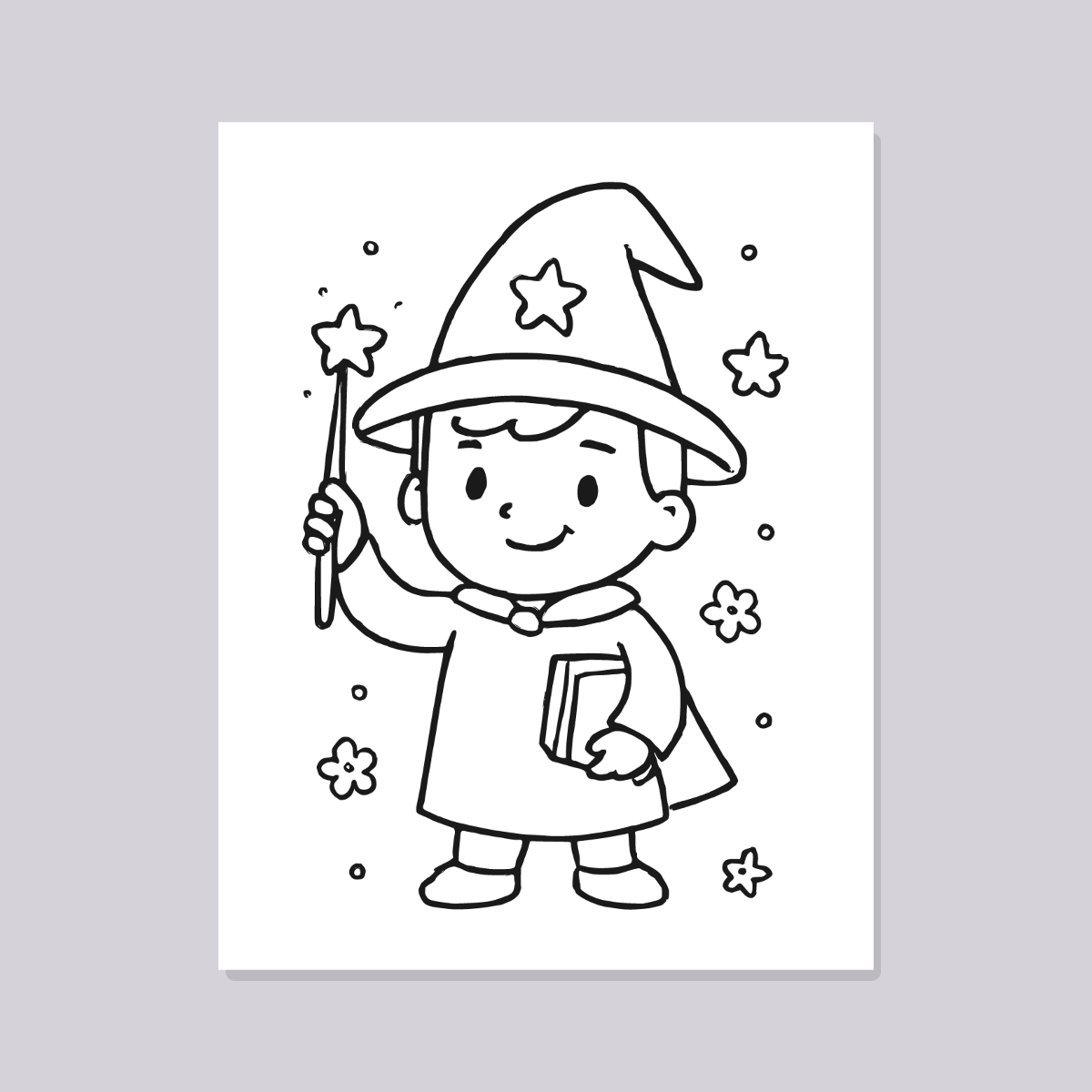 Wizard Coloring Pages for Kids — 10 Easy Printable Coloring Sheets (Cute Wizards, Magic & More) preview 2