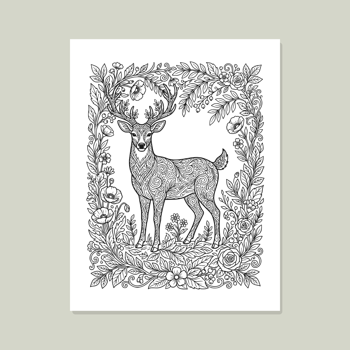 Woodland Animals Coloring Pages — 10 Printable Adult Coloring Sheets (Fox, Owl, Deer & More) preview 3