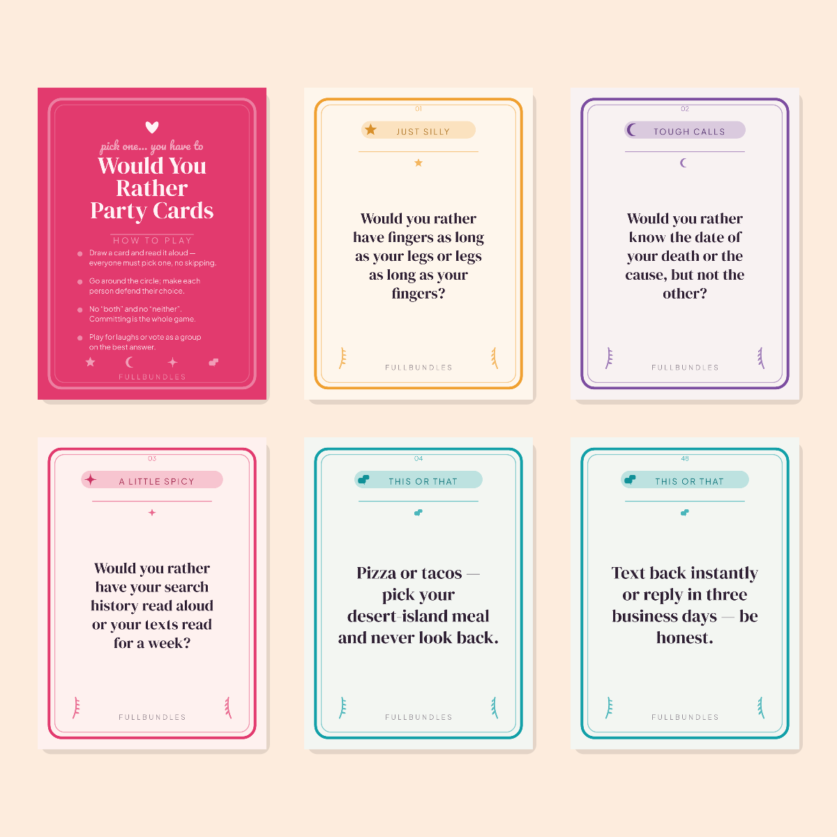 Would You Rather Party Cards — 48 Printable Game Cards for Groups preview 2