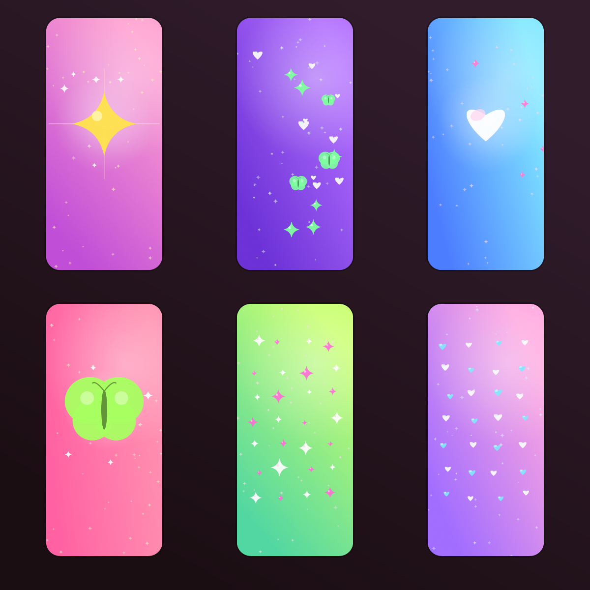 Y2K Retro Star Wallpapers — 12 Sparkle Star, Heart & Butterfly Lock Screens (iPhone + Android) preview 2