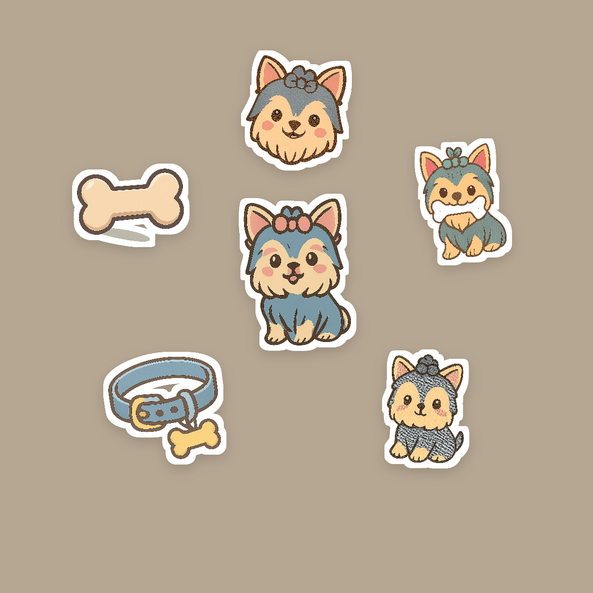 Yorkshire Terrier Kawaii Sticker Pack — Dog Mom Die-Cut Stickers (PNG + SVG, Commercial Use) preview 2
