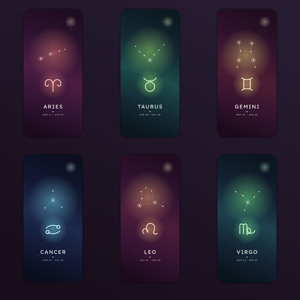Zodiac Phone Wallpapers — 12 Celestial Star Sign Lock Screens (iPhone + Android) preview 2